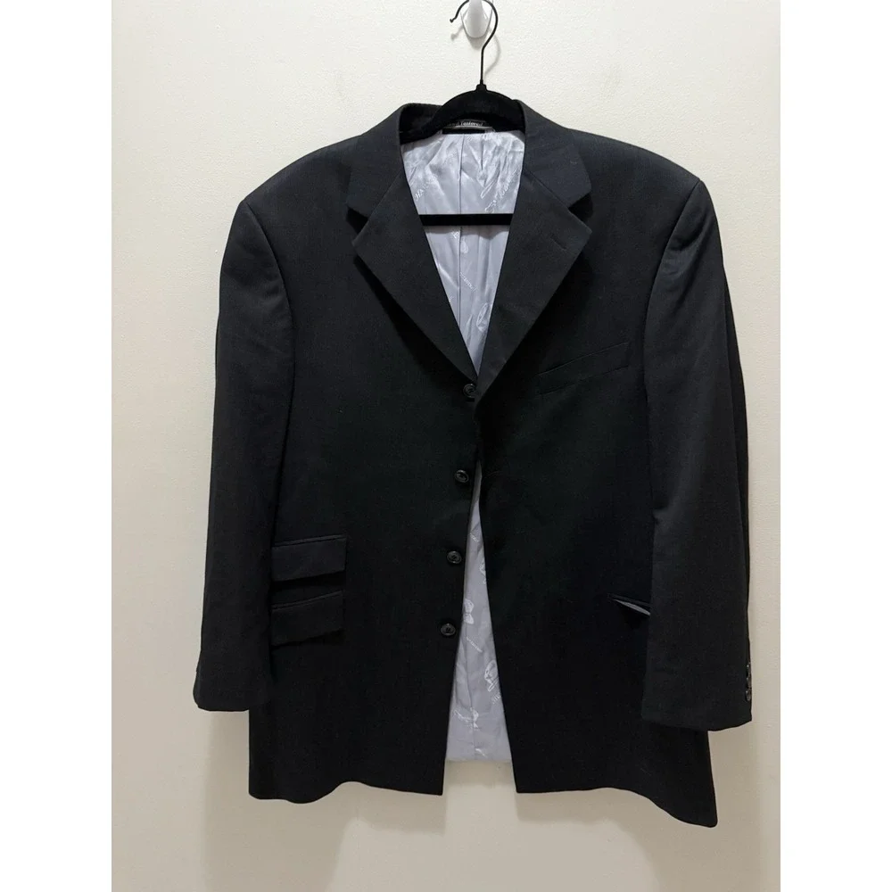 Steve Harvey Collection Black Wool Blazer – Size 46R – Extra Fine Merino Wool